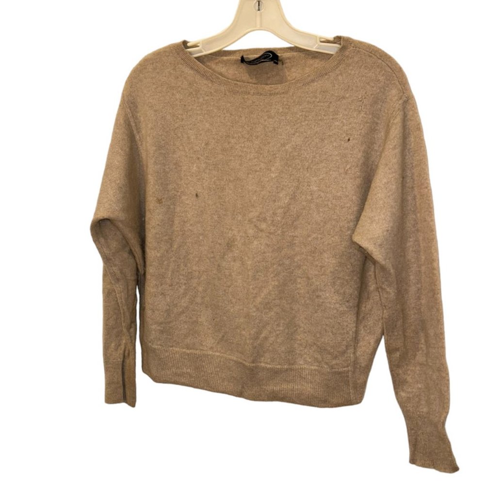 magaschoni classic cashmere khaki crew neck long sleeved sweater XS
